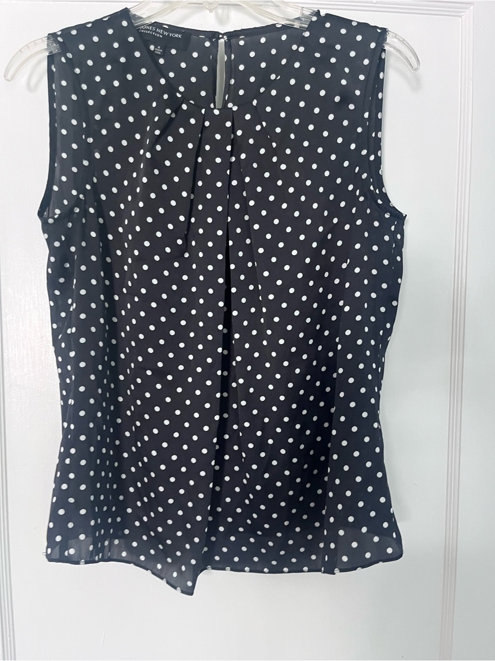 Jones New York Black and White Polka Dot Sleeveless Tank